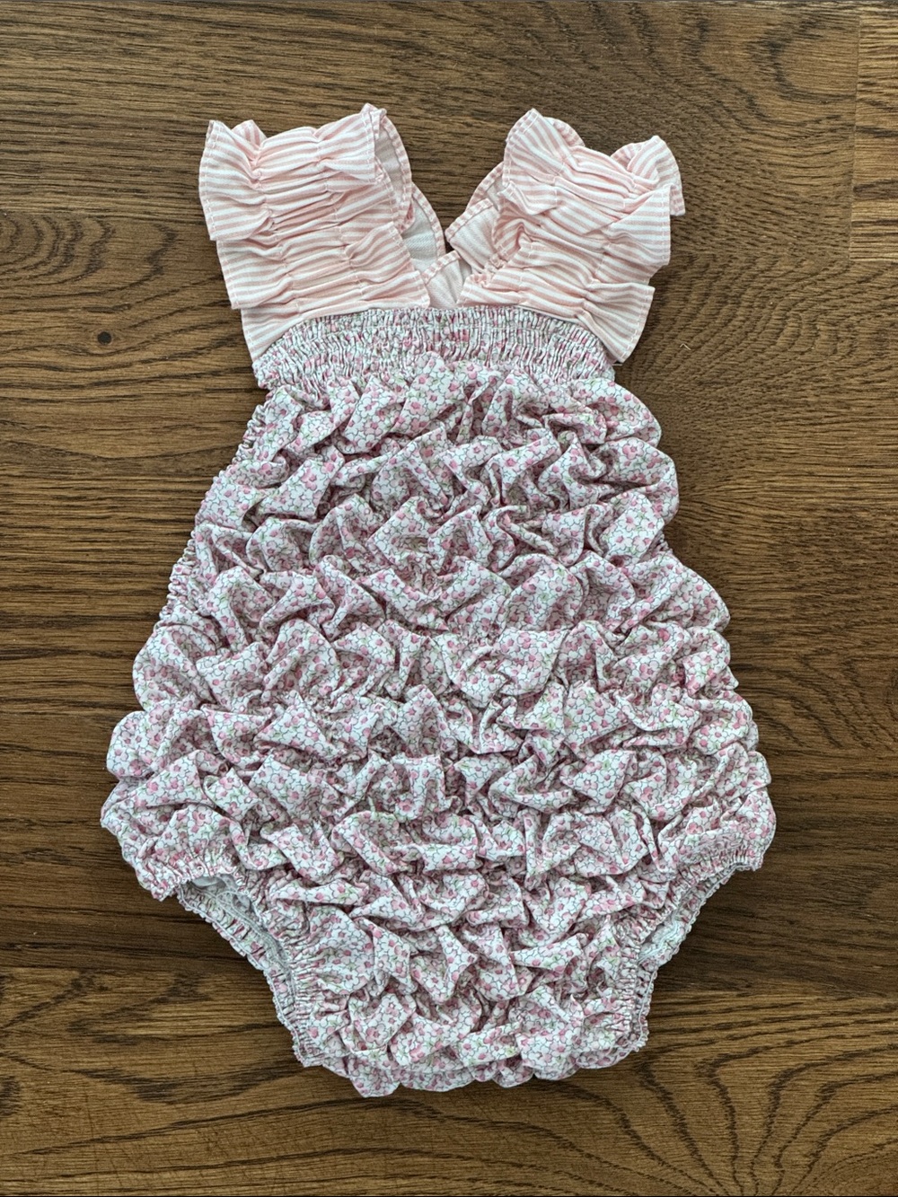 New With Tags Sal & Pimenta Pink Blossoms Cotton Frilled Swimsuit